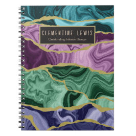 Peacock Watercolor Agate V2 Anpassbares Notebook Notizblock