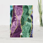 Peacock Watercolor Agate Weihnachtskarte Karte (Rückseite)