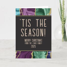 Peacock Watercolor Agate Weihnachtskarte Karte
