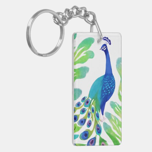 Peacock Watercolor Schlüsselanhänger (Vorderseite links)