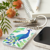 Peacock Watercolor Schlüsselanhänger (Vorderseite rechts)