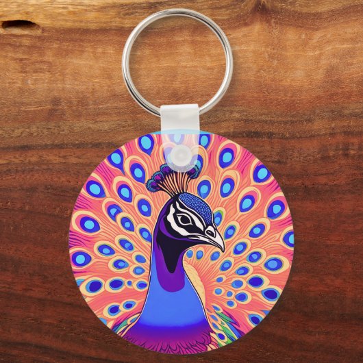 Peacock Watercolor Schlüsselanhänger (Vorderseite)