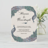 PEACOCK WEDD INVITATION CARD EINLADUNG (Stehend Vorderseite)
