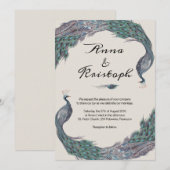 PEACOCK WEDD INVITATION CARD EINLADUNG (Vorne/Hinten)