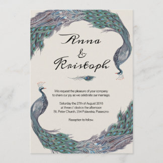 PEACOCK WEDD INVITATION CARD EINLADUNG