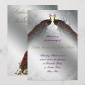 Peacock Wedding Einladung PGO Silver Vintag Modern (Vorne/Hinten)