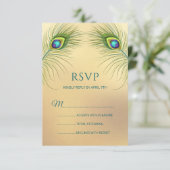 Peacock Wedding Elegant Floral RSVP Karte (Stehend Vorderseite)