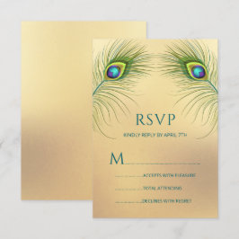 Peacock Wedding Elegant Floral RSVP Karte