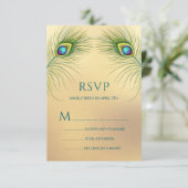 Peacock Wedding Elegant Floral RSVP Karte (Stehend Vorderseite)