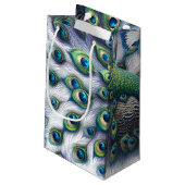 Peacock Wedding Gift Bags Kleine Geschenktüte (Rückseite Schrägansicht)