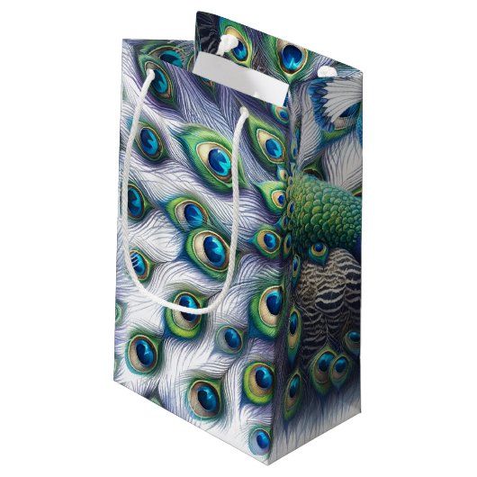 Peacock Wedding Gift Bags Kleine Geschenktüte (Rückseite Schrägansicht)