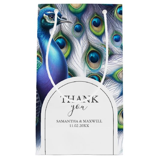 Peacock Wedding Gift Bags Kleine Geschenktüte (Vorderseite)