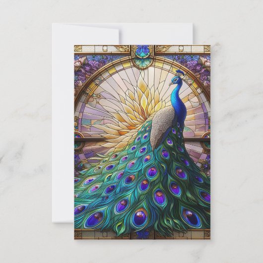 Peacock Wedding-Glass-UAWG RSVP Karte (Rückseite)