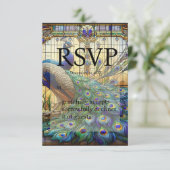 Peacock Wedding-Glass-UAWG RSVP Karte (Stehend Vorderseite)