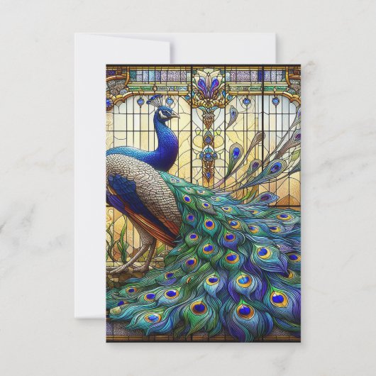 Peacock Wedding-Glass-UAWG RSVP Karte (Rückseite)