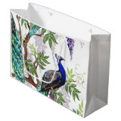 Peacock Wedding Große Geschenktüte (Vorderseite Schrägansicht)