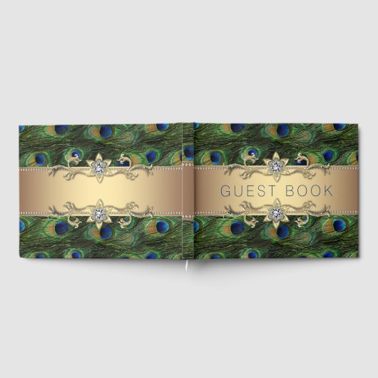 Peacock Wedding Guest Book Gästebuch (Voll)