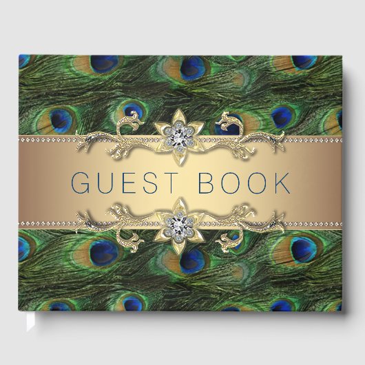 Peacock Wedding Guest Book Gästebuch (Vorderseite)