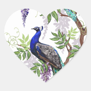 Peacock Wedding Herz-Aufkleber