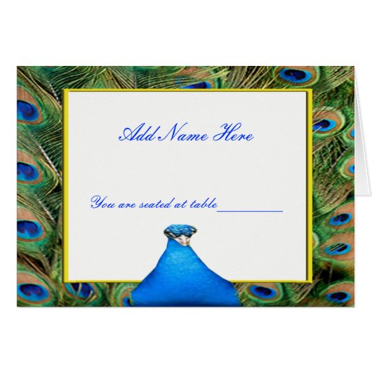 Peacock Wedding-Platzkarte (Vorderseite (Horizontal))