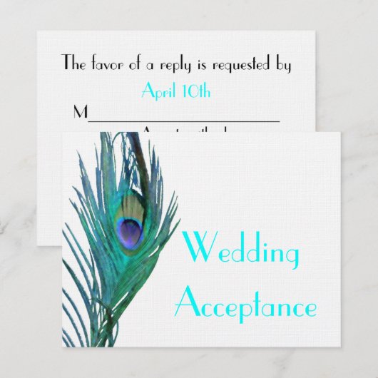 Peacock Wedding Response #2 RSVP Karte (Vorne/Hinten)