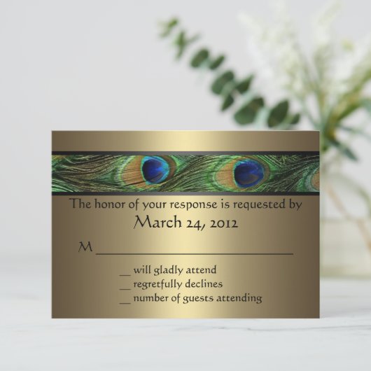 Peacock Wedding RSVP (Stehend Vorderseite)