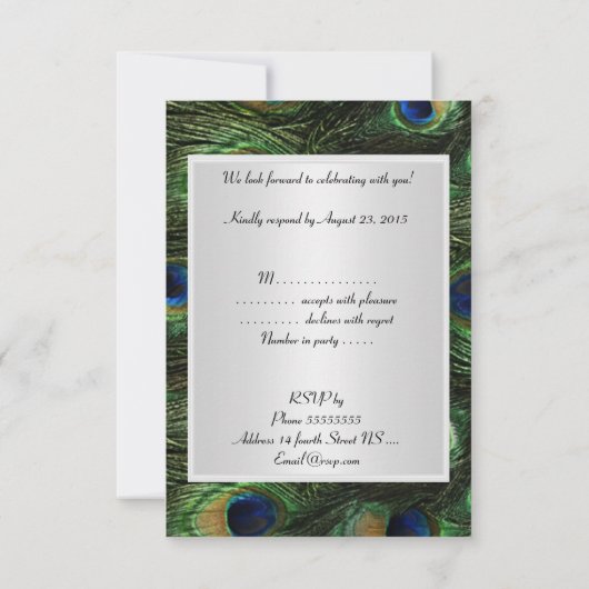 Peacock Wedding RSVP Karte (Rückseite)