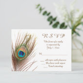 Peacock Wedding RSVP Karte (Stehend Vorderseite)