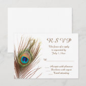 Peacock Wedding RSVP Karte (Vorne/Hinten)