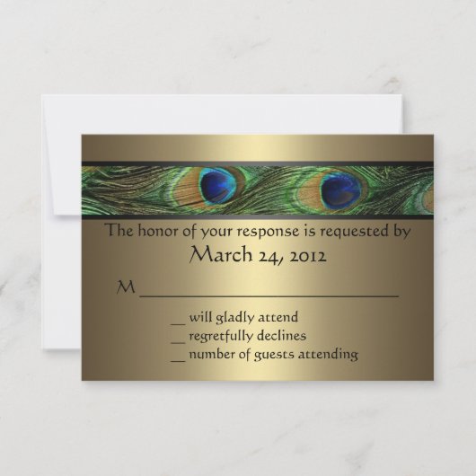 Peacock Wedding RSVP Karte (Vorderseite)
