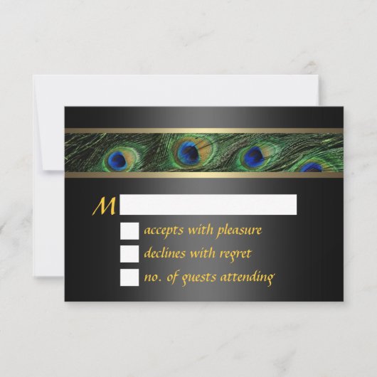 Peacock Wedding RSVP Karte (Vorderseite)