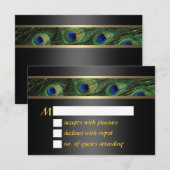 Peacock Wedding RSVP Karte (Vorne/Hinten)