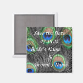 Peacock Wedding Save the Date Magnet (Vorderseite/Rückseite)