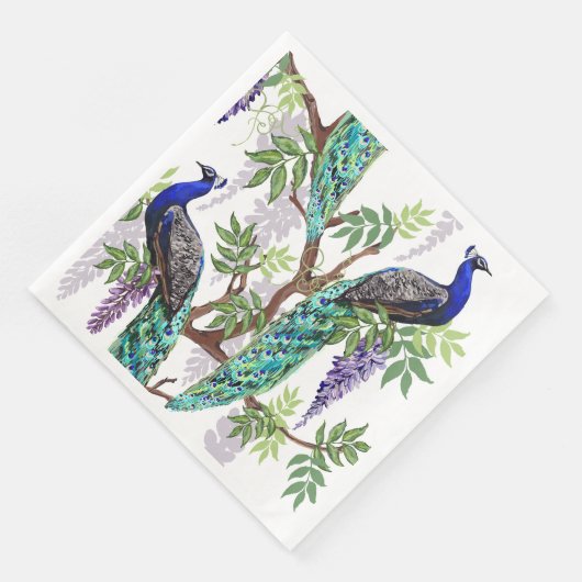 Peacock Wedding Serviette (Ecke)