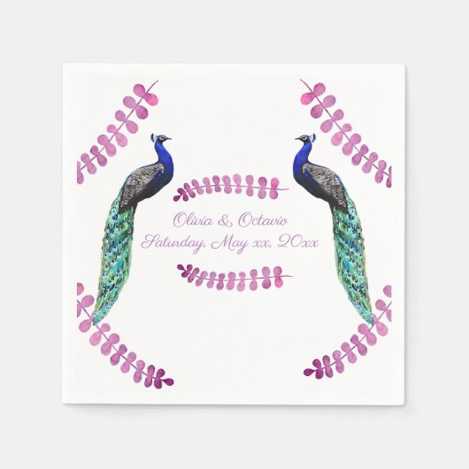 Peacock Wedding Serviette (Vorderseite)