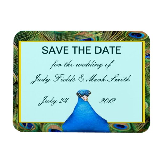 Peacock Wedding speichert das Date Magnet (Horizontal)