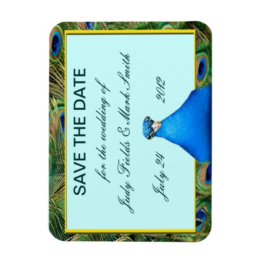 Peacock Wedding speichert das Date Magnet (Vertikal)