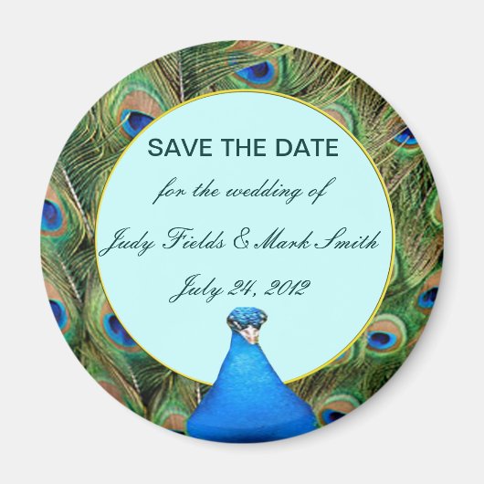 Peacock Wedding speichert das Date Magnet (Vorne)
