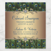 Peacock Wedding Wine Bottle Labels Weinetikett (Einzelnes Label)