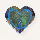 Peacock with Feathers Heart Shaped Notebook Notizbuch (Vorderseite)
