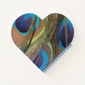 Peacock with Feathers Heart Shaped Notebook Notizbuch (Rückseite)
