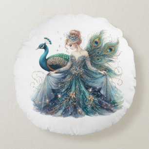 Peacock Women Rundes Kissen