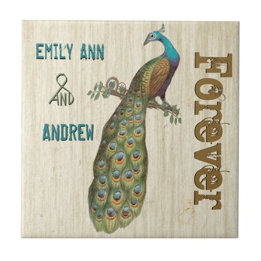 Peacock Wood Grain Forever Anniversary Tile Fliese (Vorderseite)