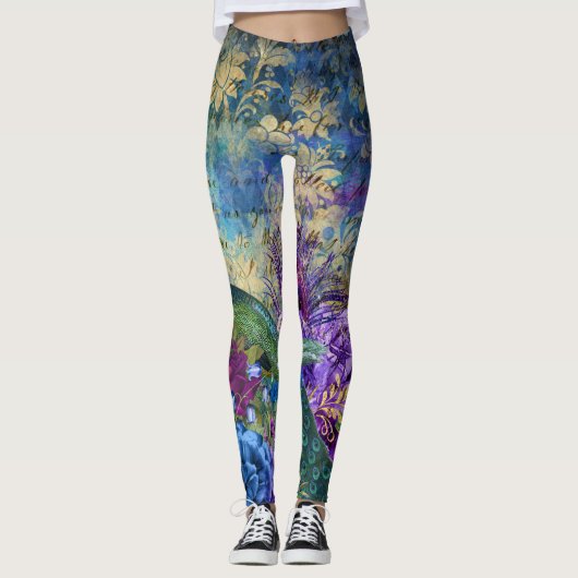 Peacock Yoga Pilates Hot Pants Leggings (Vorderseite)