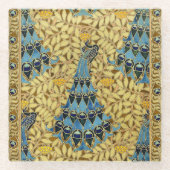 Peacocks Birds Rowan Trees Art Nouveau Glasuntersetzer (Vorderseite)