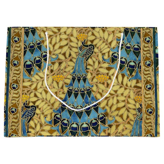 Peacocks Birds Rowan Trees Art Nouveau Große Geschenktüte (Vorderseite)