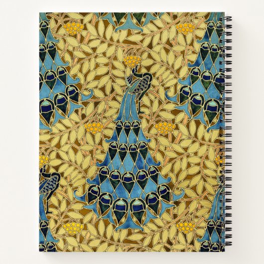 Peacocks Birds Rowan Trees Art Nouveau Notizblock (Rückseite)