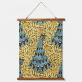 Peacocks Birds Rowan Trees Art Nouveau Wandteppich Mit Holzrahmen (Vorderseite)