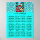 PEACOCKS Blue Damask Seating Chart der WEDD-LIEBE Poster (Vorne)