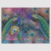 Peacocks Elegante Feathers Glitzer Rosa Decoupage Seidenpapier (Vorderseite)